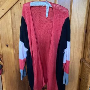 Christopher Banks plus size 2X knitted sweater orange blank green long